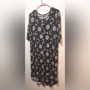 Black and White Moon Print Dress